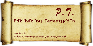 Páhány Terestyén névjegykártya